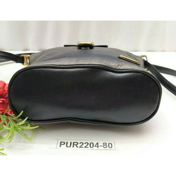 HCL Black Gray Leather Buckle Flap Crossbody Bag - VTG Made in Germany - Picture 7 of 14